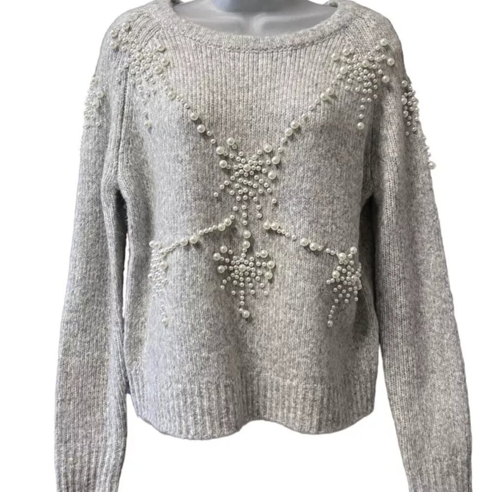 Truth by Republic Women's Knit Gray Pearl Pullover Sweater Size L